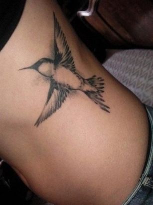 Hummingbird Pic Tattoo On Rib